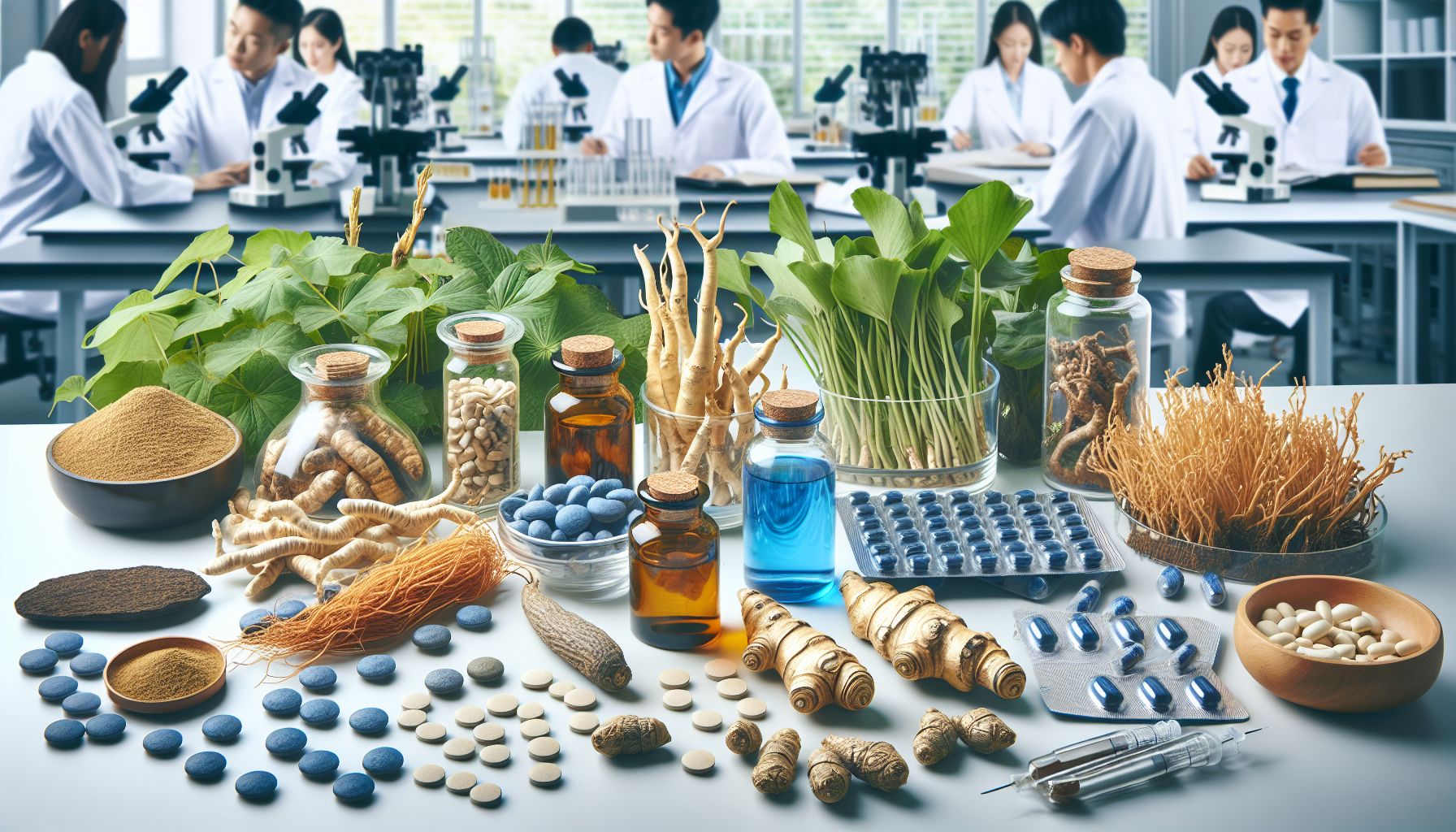 Image of various herbal supplements, a natural alternative to Viagra